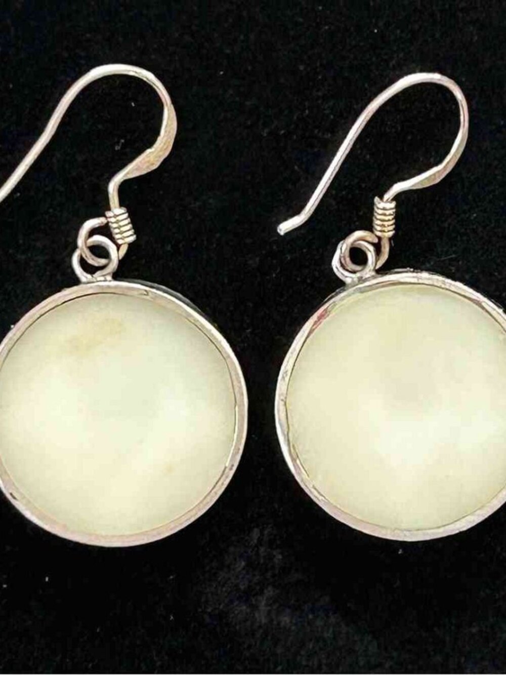 New Natural White Shell Circle Silver Hook Earrings Boho Minimalist Jewelry - Picture 2 of 2
